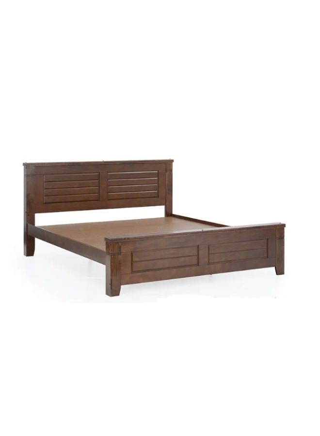 ROYALOAK Royaloak Ipoh Malaysian Wooden King Size Bed | Solid Wood | Solid Wood Veneer Finish | Groove Design | Strong Bed Base | Thick Profile | Classic Design | Durable & Long Lasting | Malaysian Collection - Image 5