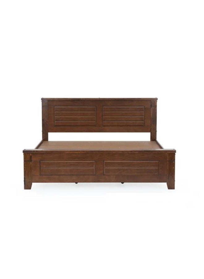 ROYALOAK Ipoh Wooden Bed 203 X 180 King Size, Solid Wood Frame with Veneer Finish, Groove Design, Strong Durable Base, Mattress Size-200x180cm   (Mattress Sold Separately) - Image 3