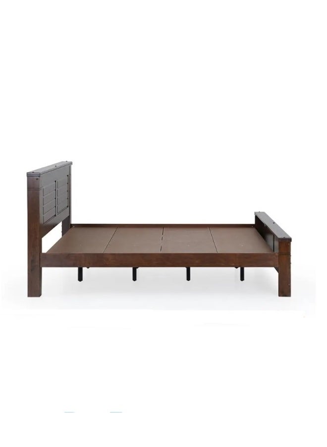 ROYALOAK Ipoh Wooden Bed 203 X 180 King Size, Solid Wood Frame with Veneer Finish, Groove Design, Strong Durable Base, Mattress Size-200x180cm   (Mattress Sold Separately) - Image 4