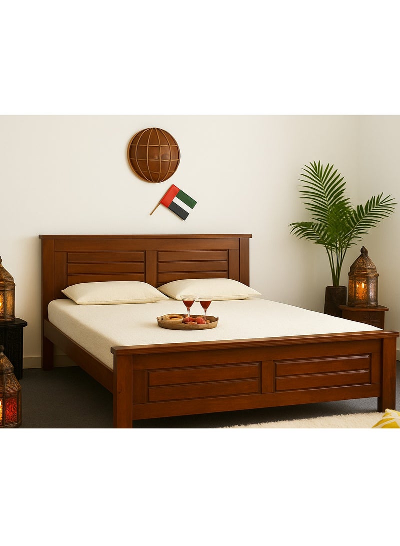 ROYALOAK Ipoh Wooden Bed 203 X 180 King Size, Solid Wood Frame with Veneer Finish, Groove Design, Strong Durable Base, Mattress Size-200x180cm   (Mattress Sold Separately) - Image 1