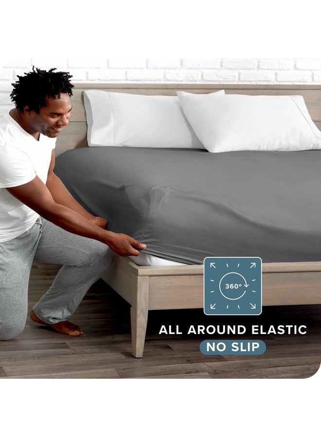 Bare Home Bare Home Fitted Bottom Sheet Twin Extra Long - Premium 1800 Microfiber - Ultra-Soft Wrinkle Free - Deep Pocket - Twin XL Fitted Sheet (Twin XL, Grey) - Image 3