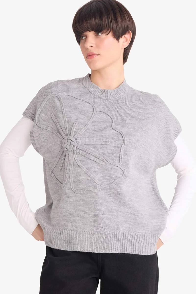 ديفاكتو Relax Fit Crew Neck Knitwear Vest