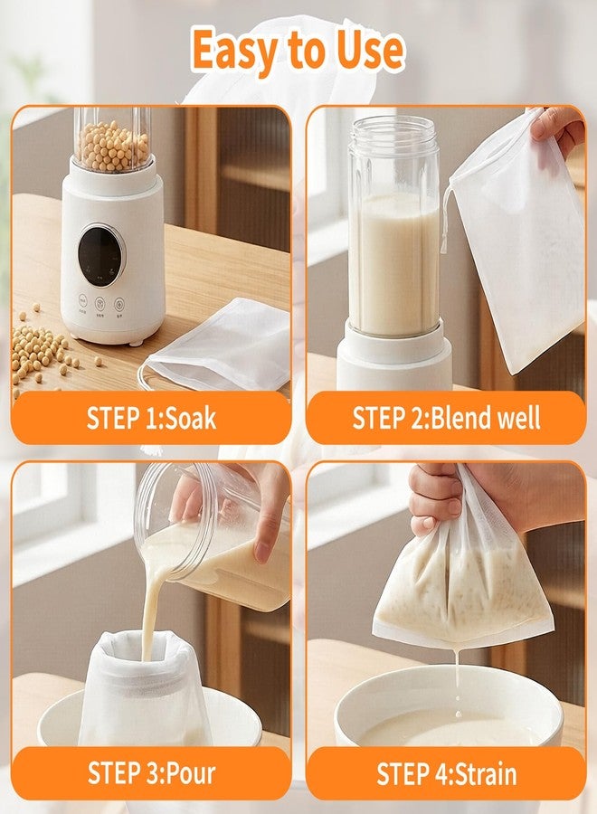 LUSTRIB 6 Pcs Nut Milk Bag Reusable, Dual Mesh Sizes (100 & 200) Nylon Strainer Bags for Almond Milk, Cold Brew Coffee, Juice, Tofu - 5.9x7.87 Inch Cheese Cloth Bags for Kitchen Straining - Image 4
