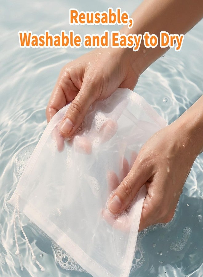 LUSTRIB 6 Pcs Nut Milk Bag Reusable, Dual Mesh Sizes (100 & 200) Nylon Strainer Bags for Almond Milk, Cold Brew Coffee, Juice, Tofu - 5.9x7.87 Inch Cheese Cloth Bags for Kitchen Straining - Image 5