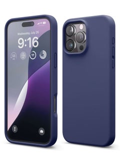Generic Compatible with iPhone 16 Pro Max Case 6.9 Inch Slim Liquid Silicone 4 Layers Soft Gel Rubber Shockproof Protective Phone Case with Anti Scratch Microfiber Lining (Dark Blue) 