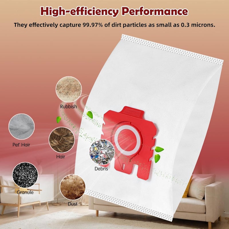 Spofan 12 Pack FJM 3D Dust Bags for Miele Hoover Hyclean Pure FJM Vacuum Cleaners Complete C1 Compact C1 C2 S24 S256i S290 S299 S300i S399 S500 S578 S700 S799 S4 S6 Series, 4 Motor 4 Exhaust Filters 10123220 - Image 5