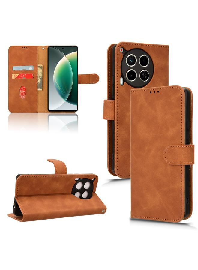 جراب جلدي مغناطيسي قابل للطي لهاتف Tecno Camon 30 4G (بني)