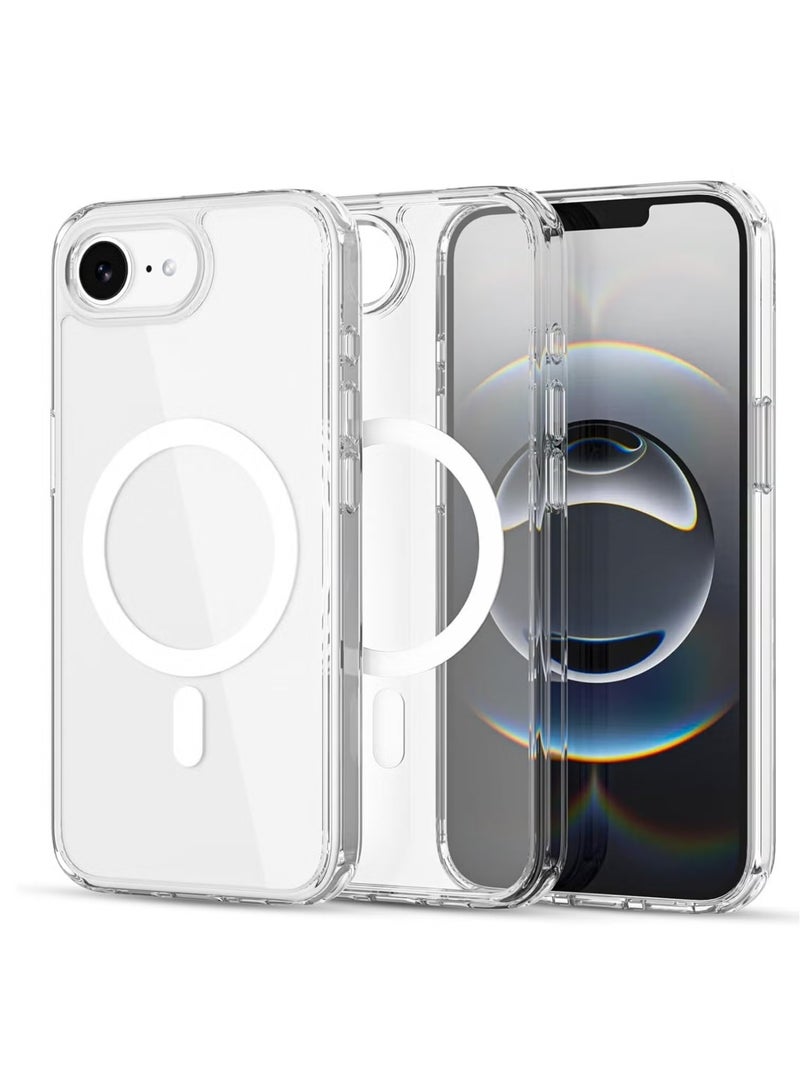 ELTRAZONE iPhone 16E Clear Magnetic Case | MagSafe Compatible | Hybrid Crystal Clear Hard Back Cover | Shockproof Silicone Frame | Slim Transparent Protective Case for Apple iPhone 16E - Image 1