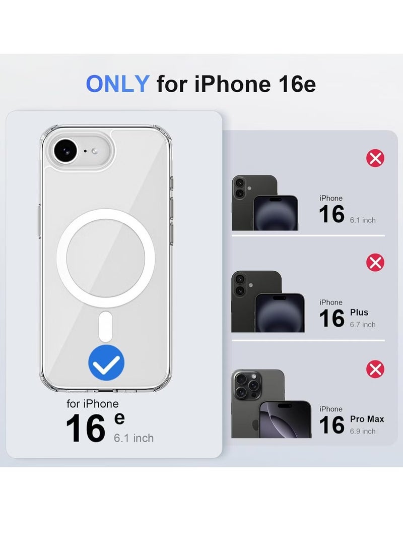ELTRAZONE iPhone 16E Clear Magnetic Case | MagSafe Compatible | Hybrid Crystal Clear Hard Back Cover | Shockproof Silicone Frame | Slim Transparent Protective Case for Apple iPhone 16E - Image 2