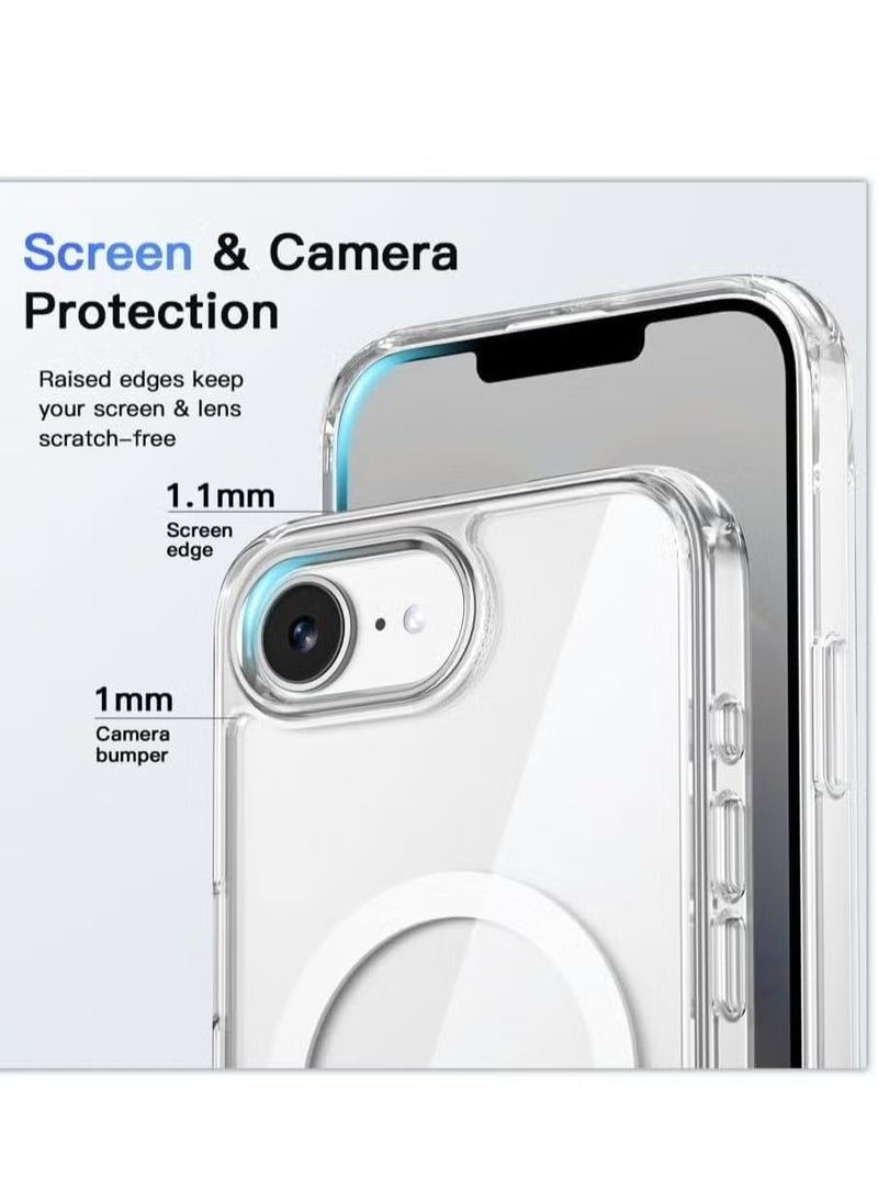 ELTRAZONE iPhone 16E Clear Magnetic Case | MagSafe Compatible | Hybrid Crystal Clear Hard Back Cover | Shockproof Silicone Frame | Slim Transparent Protective Case for Apple iPhone 16E - Image 5