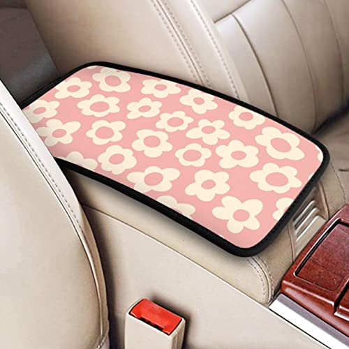 YANGDADA Vintage Groovy Flowers Auto Center Console Cover Pad Car Armrest Seat Box Cover Cushion Universal for Most Vehicle SUV Truck Car Accessories Decor - Image 1