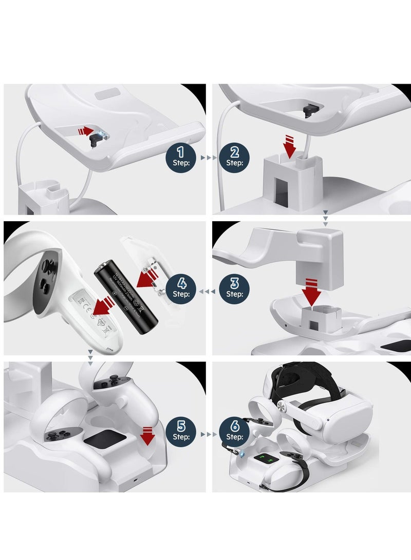Charging Dock for Quest 2 VR Headset Charging Stand for OculusMeta Quest 2 High Speed Charging Station for VR Headset and Touch Controllers, Quick Charging with Colorful LED Indicator - Image 5