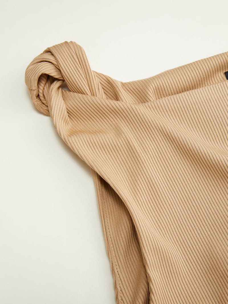 CIDER Womens Going Out Tops Ruched Sleevelss Boat Neck Asymmetrical Hem Summer Club Crop Tank Tops Khaki, S - Image 5