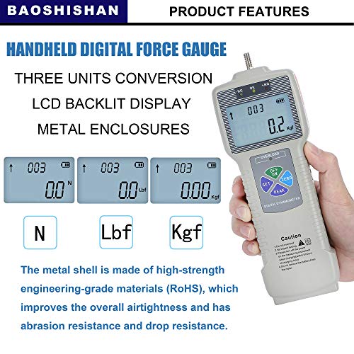 BAOSHISHAN ZP-500N Digital Force Gauge Push Pull Gauge with Output Function, Carrying Case, LCD Backlit Display, Metal Enclosures for Tension and Compression Load Plug Force Destructive Tests - Image 2
