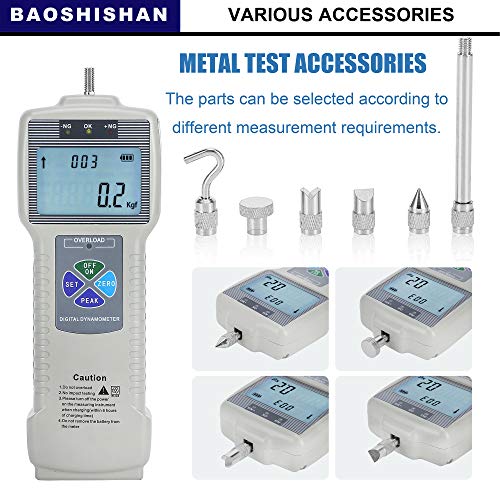 BAOSHISHAN ZP-500N Digital Force Gauge Push Pull Gauge with Output Function, Carrying Case, LCD Backlit Display, Metal Enclosures for Tension and Compression Load Plug Force Destructive Tests - Image 3