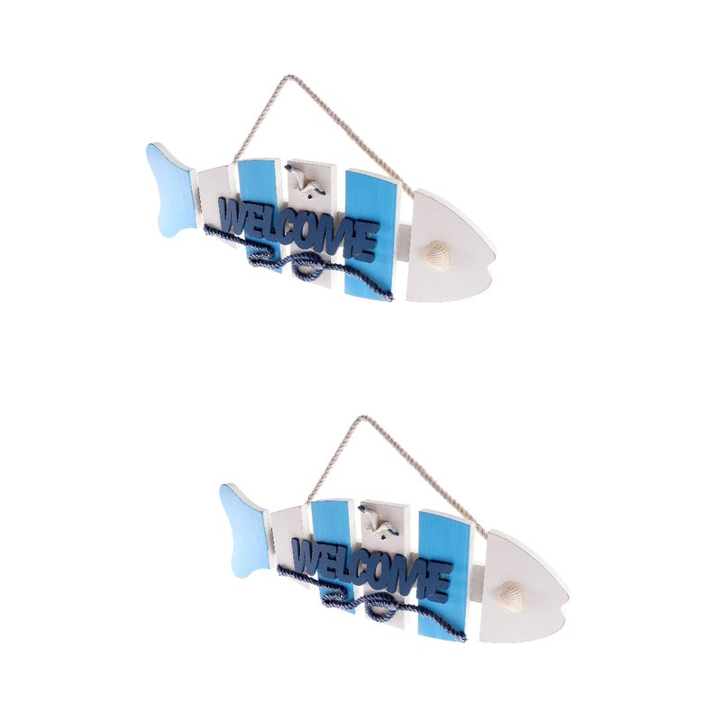 2pcs Fish Decor Wall Hanging Ornament Mediterranean Style Fish Decoration - Image 1