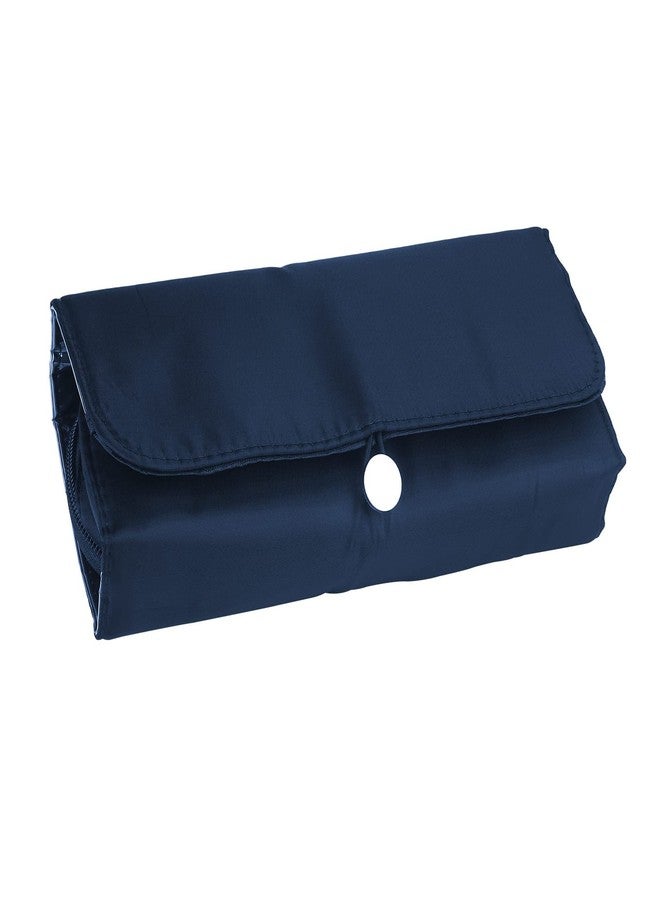 LUEXBOX Portable Folding Makeup Brush Bag, Multifunctional Cosmetics Rolling Storage Case Makeup Brush Holder for Travel, Makeup Brush Organizer Bag (Dark Blue) - Image 1