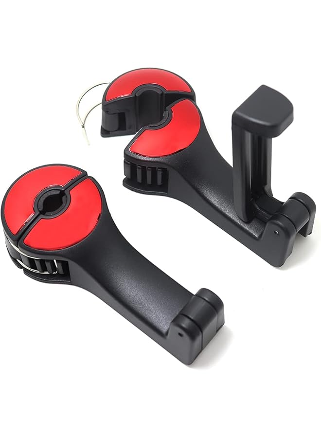 erorex Universal Car Vehicle Back Seat Headrest Mobile Phone Holder Hanger Holder Hook For Bag Purse Cloth Grocery Red 2 Pack