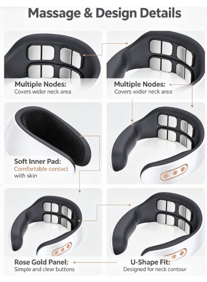 6 Electrode Neck Massager, Electric Pulse Cervical Massager, Rechargeable Portable Shoulder Neck Relief Massager for Home Office Travel - Image 2
