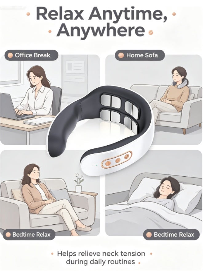 6 Electrode Neck Massager, Electric Pulse Cervical Massager, Rechargeable Portable Shoulder Neck Relief Massager for Home Office Travel - Image 3