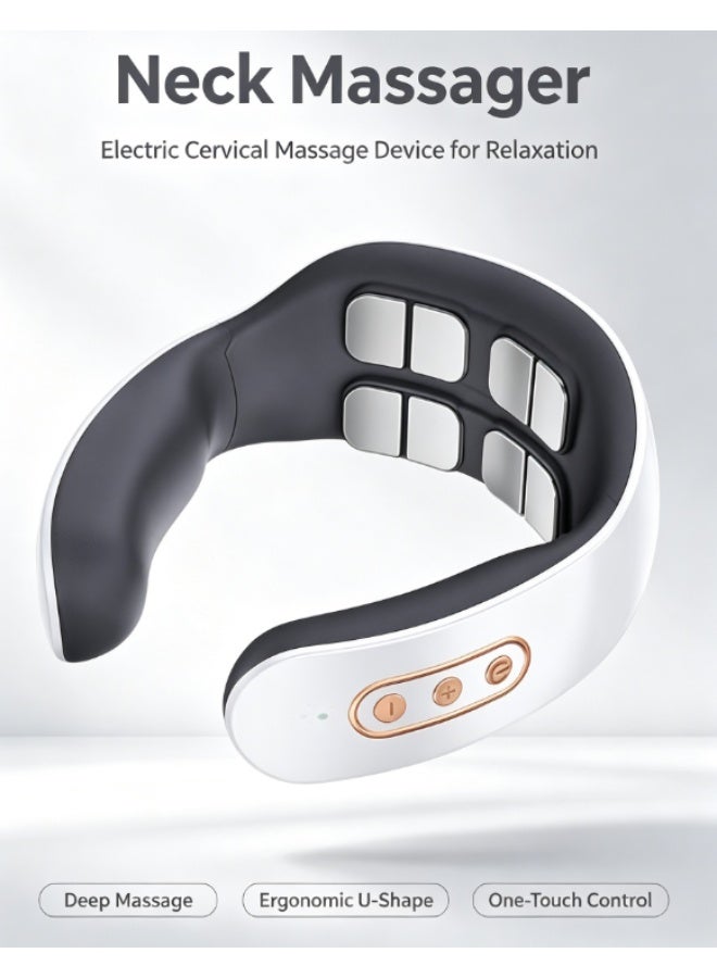 6 Electrode Neck Massager, Electric Pulse Cervical Massager, Rechargeable Portable Shoulder Neck Relief Massager for Home Office Travel - Image 1
