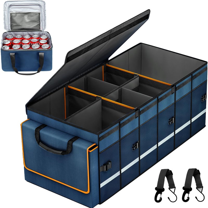 GDNasist Car Trunk Organizer and Storage with Removable Leakproof Cooler Bag, 6 Removable Dividers for Custom Space, Collapsible Trunk Storage with Non Slip Bottom, Foldable Cover for SUV, Jeep, MPVs - Image 1