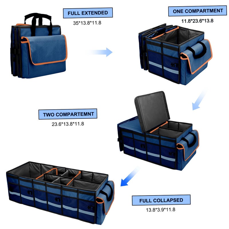 GDNasist Car Trunk Organizer and Storage with Removable Leakproof Cooler Bag, 6 Removable Dividers for Custom Space, Collapsible Trunk Storage with Non Slip Bottom, Foldable Cover for SUV, Jeep, MPVs - Image 3