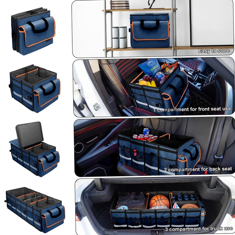GDNasist Car Trunk Organizer and Storage with Removable Leakproof Cooler Bag, 6 Removable Dividers for Custom Space, Collapsible Trunk Storage with Non Slip Bottom, Foldable Cover for SUV, Jeep, MPVs - Image 2