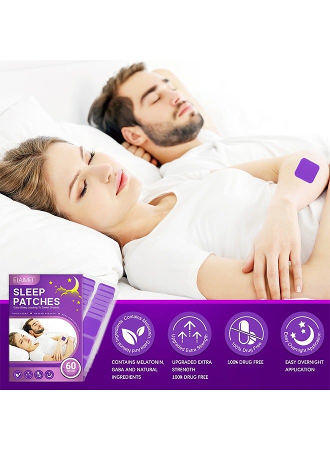 إليمي رقع النوم، رقع النوم العميق للبالغين، ملصقات النوم الطبيعية لتحسين جودة النوم، رقع الصديقة للبشرة طوال الليل، رقع مساعدات النوم للرجال والنساء، 60 رقع - Image 2