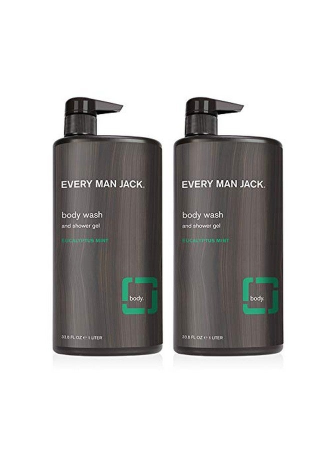 إيفري مان جاك غسول الجسم للرجال من Every Man Jack Eucalyptus Mint لجميع أنواع البشرة - ينظف البشرة ويغذيها ويرطبها بمكونات طبيعية - خالٍ من البارابين والفثالات والصبغات - 33.8 أونصة - عبوة من قطعتين - Image 1