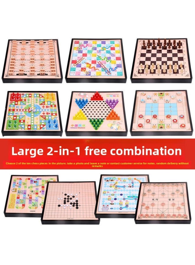 Flying Chess, Checkers, Multi-Functional Game Chess, Wooden Backgammon, Chess, Beast Fighting, Adult, Children, Student Toys, Cross-Border