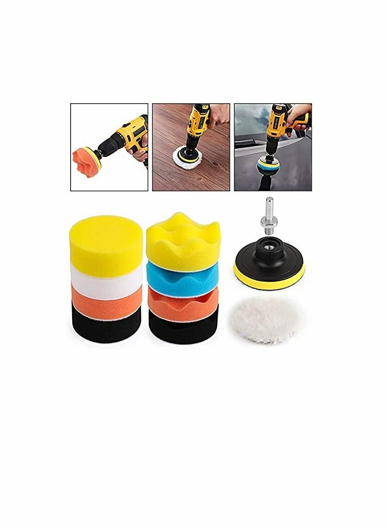Excefore Car Foam Drill 3 Inch Buffing Pad,11 Pcs Polishing Pads Kit,Buffer Polisher Kit for Polishing,Waxing,Sealing Glaze  - Image 1