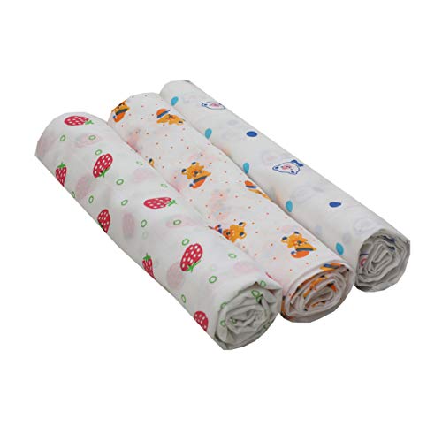 Infantbond All Season Use Organic Cotton Baby Mal-Mal Swaddle (Multicolour, 90x90 cm, 0-18 Months) - Pack of 3 - Image 1