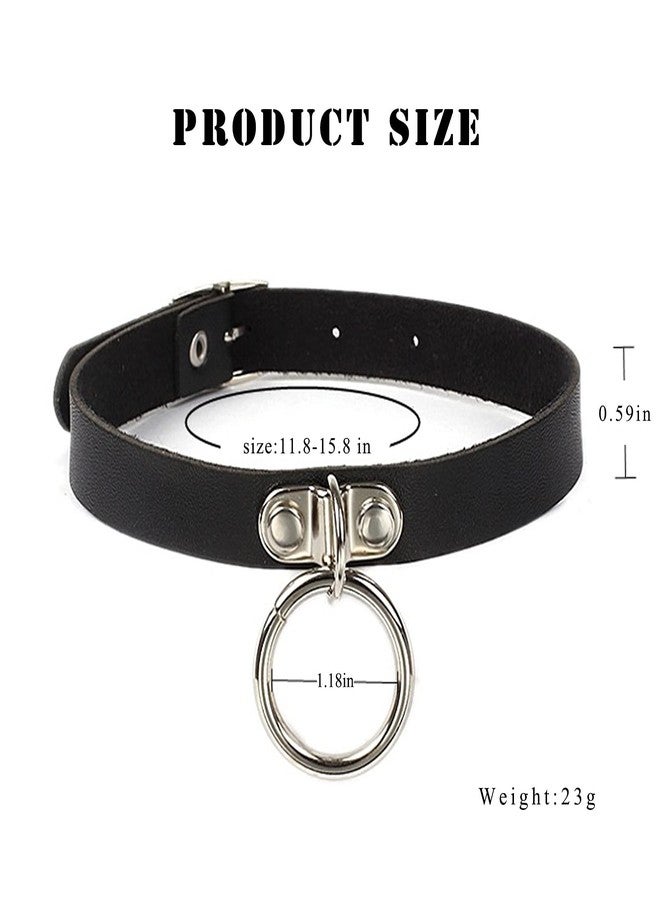 Olbye Black Leather Choker Circle Short Spike Choker Adjustable Punk Cosplay Rock Gothic Collar Choker Necklace - Image 5