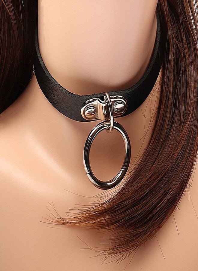 Olbye Black Leather Choker Circle Short Spike Choker Adjustable Punk Cosplay Rock Gothic Collar Choker Necklace - Image 3