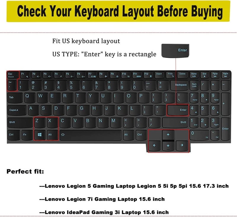 Raya غطاء جلد سيليكوني للوحة المفاتيح لجهاز Lenovo LOQ | Lenovo Legion 5i / Slim 5i / Pro 5i | Lenovo Legion 7i / Pro 7i | Legion 9 بحجم 15.6 بوصة و 16 بوصة لأجهزة الألعاب - Image 2