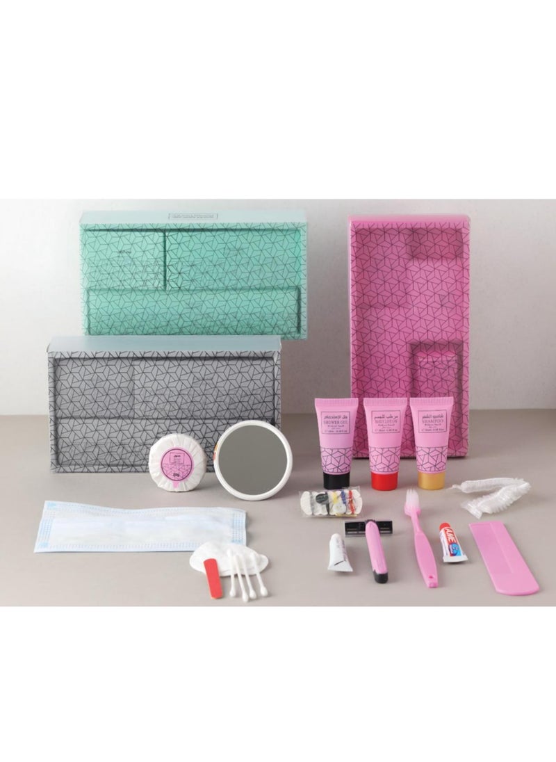 Personal Care Travel Collection, Suitable for Hajj & Umrah, Fragrance-free, 15 Pieces Green - Details in Description