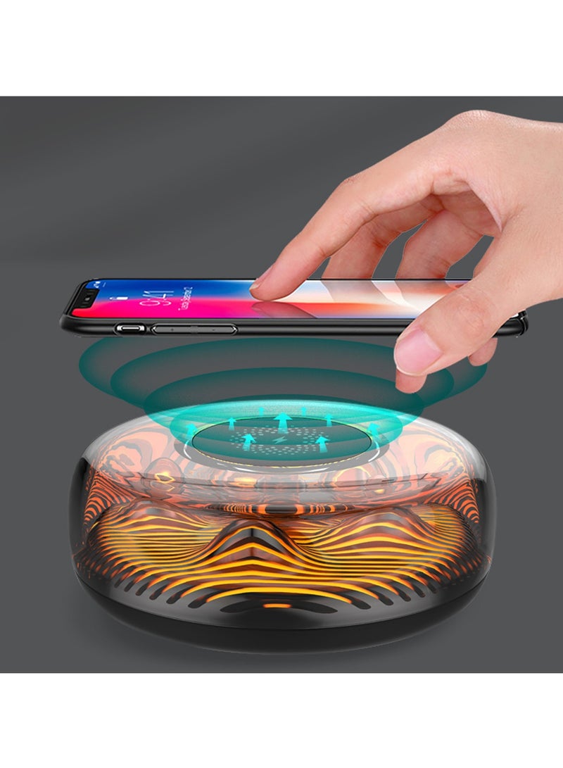 KASTWAVE Night Light with Wireless Charge, Volcano Shape 15W Fast Wireless Charging Bedside Lamp Table Lamp for iPhone 14/13/12/11/Pro/Max/XS/XR/X/Plus Airpods Pro/3/2/1 & iwatch, Black - Image 1