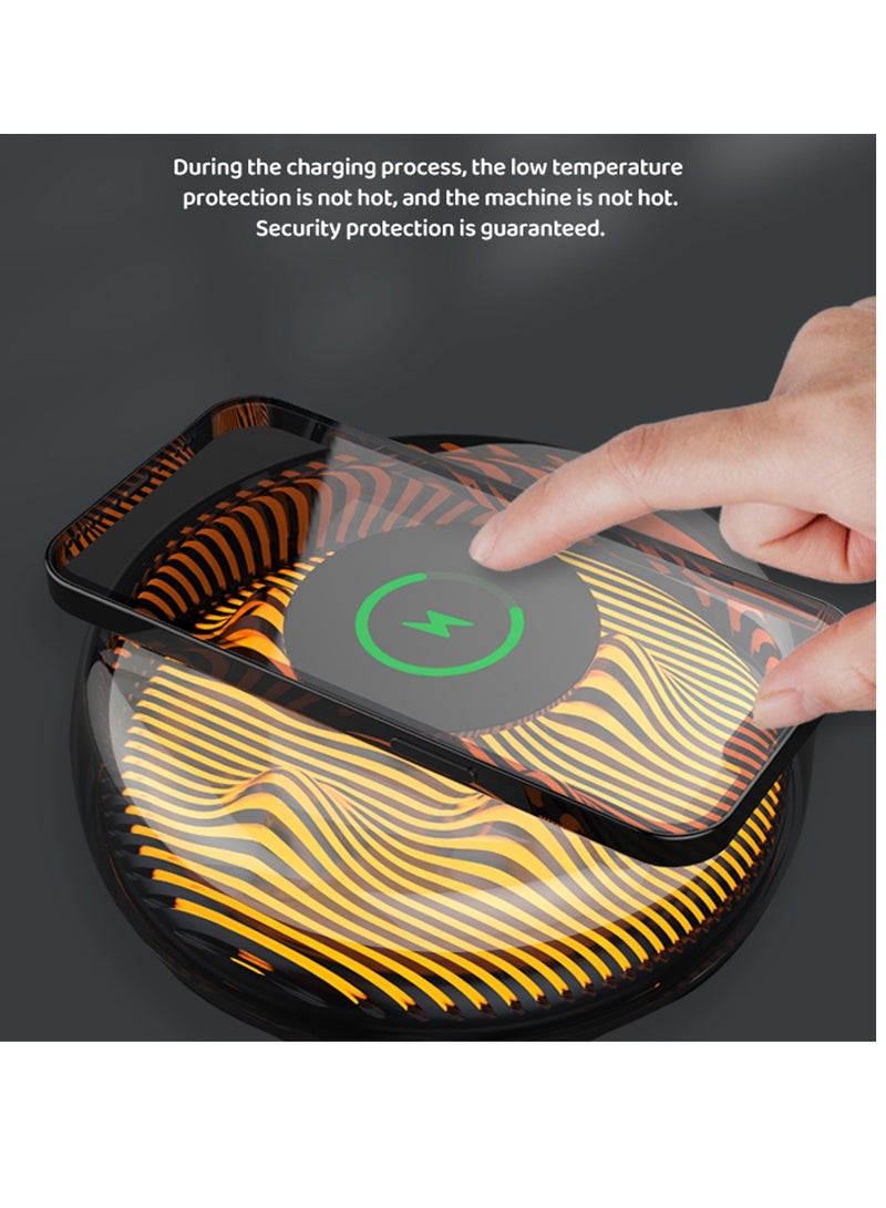 KASTWAVE Night Light with Wireless Charge, Volcano Shape 15W Fast Wireless Charging Bedside Lamp Table Lamp for iPhone 14/13/12/11/Pro/Max/XS/XR/X/Plus Airpods Pro/3/2/1 & iwatch, Black - Image 4