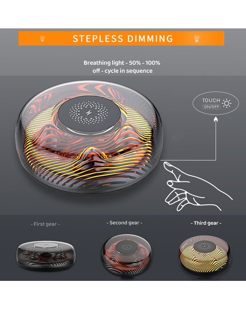 KASTWAVE Night Light with Wireless Charge, Volcano Shape 15W Fast Wireless Charging Bedside Lamp Table Lamp for iPhone 14/13/12/11/Pro/Max/XS/XR/X/Plus Airpods Pro/3/2/1 & iwatch, Black - Image 3