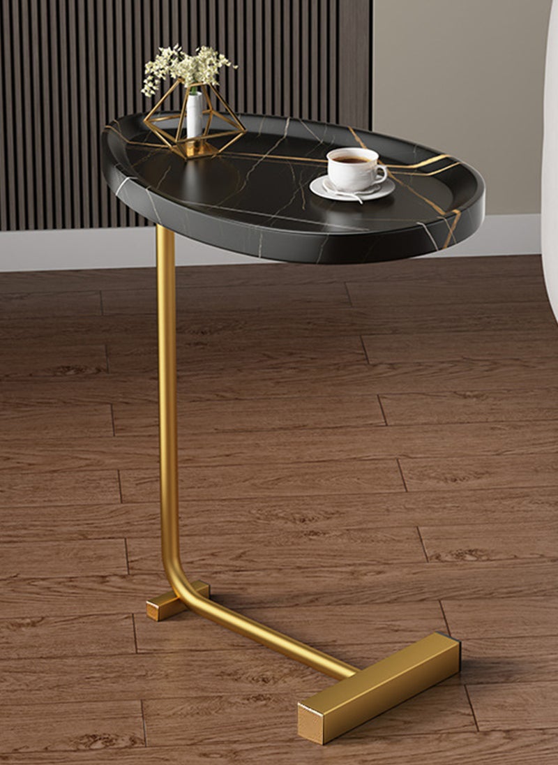 Sharpdo Simple Living Room Creative Marble Texture C-Shaped Side Table Bedside Movable Coffee Table 30*45*70CM - Image 2