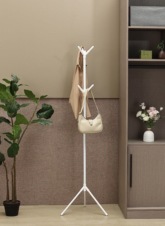LAWAZIM Clothes and Hat Hanger - 170cm Freestanding Metal Coat Rack with 9 Hooks - Hat Rack Organizer Stand for Hanging Jackets, Scarves, Bags in Home or Office - Easy Assembly Hall Tree - White - Image 1