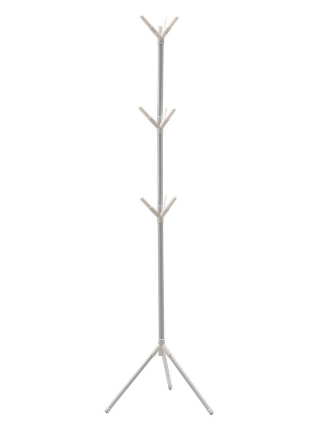 LAWAZIM Clothes and Hat Hanger - 170cm Freestanding Metal Coat Rack with 9 Hooks - Hat Rack Organizer Stand for Hanging Jackets, Scarves, Bags in Home or Office - Easy Assembly Hall Tree - White - Image 4