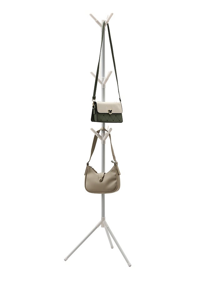 LAWAZIM Clothes and Hat Hanger - 170cm Freestanding Metal Coat Rack with 9 Hooks - Hat Rack Organizer Stand for Hanging Jackets, Scarves, Bags in Home or Office - Easy Assembly Hall Tree - White - Image 3