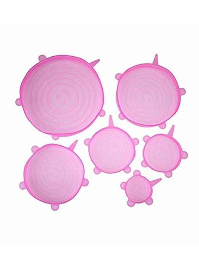 NIBEMINENT 6-Piece Silicone Stretch Lid Cover Set Pink 8.2inch  - Image 3