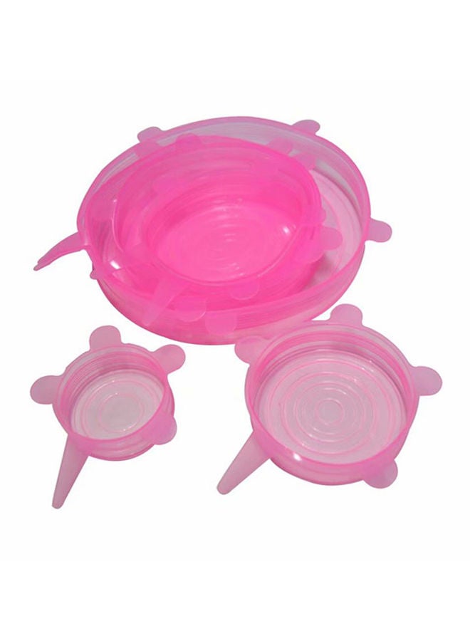 NIBEMINENT 6-Piece Silicone Stretch Lid Cover Set Pink 8.2inch  - Image 2
