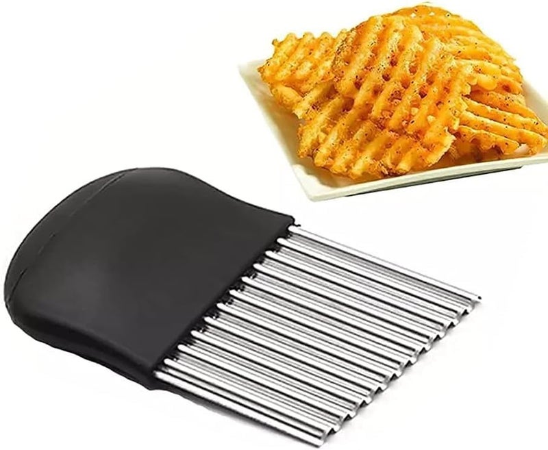 Yashvee Callection Wavy French Fries Cutter Stainless Steel Potato Carrot Slicer Vegetable Cutter French Fry Maker Corrugated Vegetable Cutter for Kitchen French Fries Tool  - Image 1
