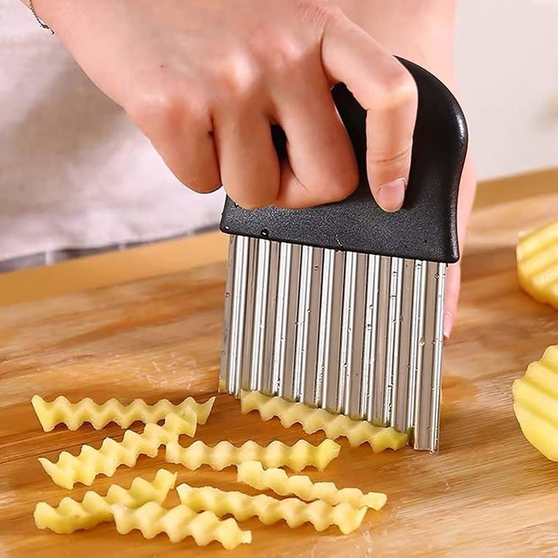 Yashvee Callection Wavy French Fries Cutter Stainless Steel Potato Carrot Slicer Vegetable Cutter French Fry Maker Corrugated Vegetable Cutter for Kitchen French Fries Tool  - Image 3