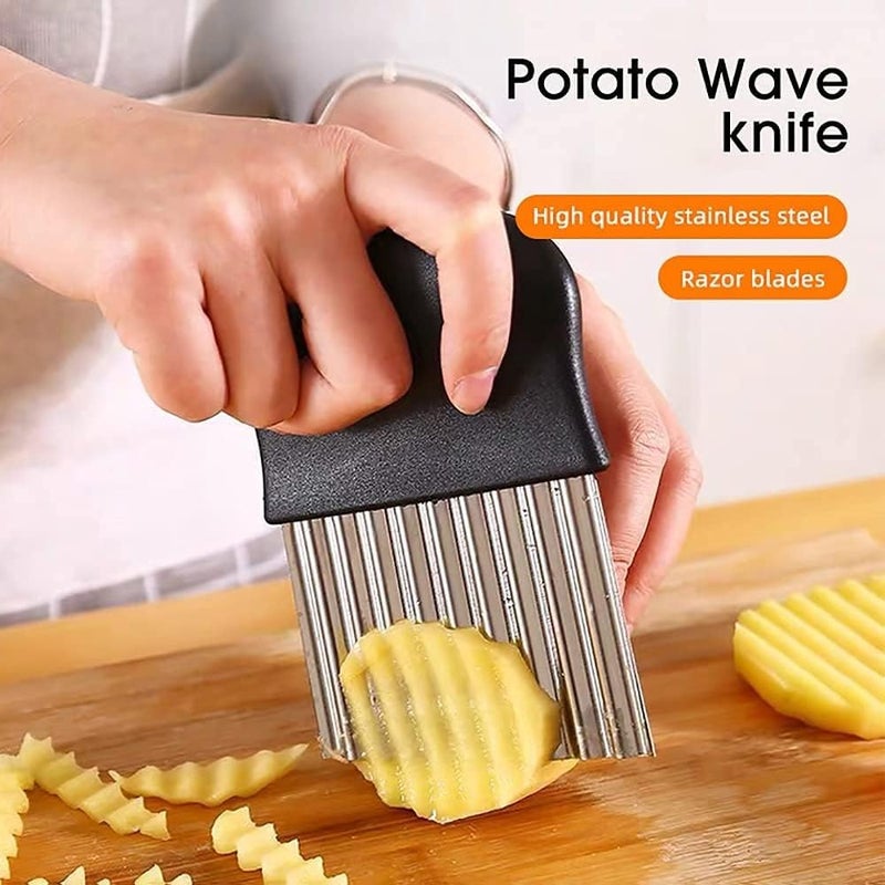 Yashvee Callection Wavy French Fries Cutter Stainless Steel Potato Carrot Slicer Vegetable Cutter French Fry Maker Corrugated Vegetable Cutter for Kitchen French Fries Tool  - Image 2