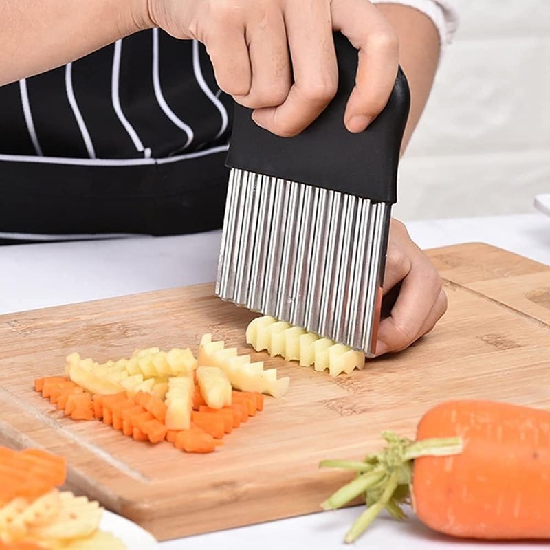 Yashvee Callection Wavy French Fries Cutter Stainless Steel Potato Carrot Slicer Vegetable Cutter French Fry Maker Corrugated Vegetable Cutter for Kitchen French Fries Tool  - Image 4